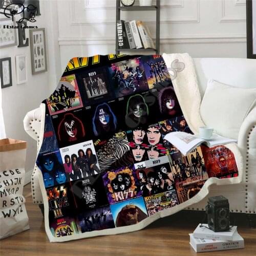 Plstar Cosmos Band KISS Rock & Roll All Nite Party Blanket 3D print Sherpa Blanket on Bed Home Textiles Dreamlike style-1
