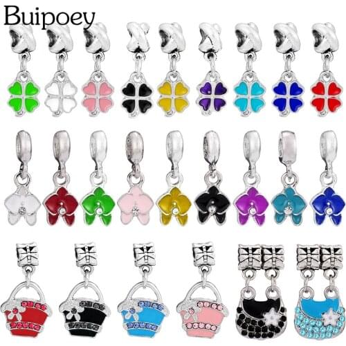 2pcs/Lot Multicolor Flowers Charm Pendant Flower Basket Backpack Dangle Beads Fit Original Bracelets Bangle Jewery Accessory