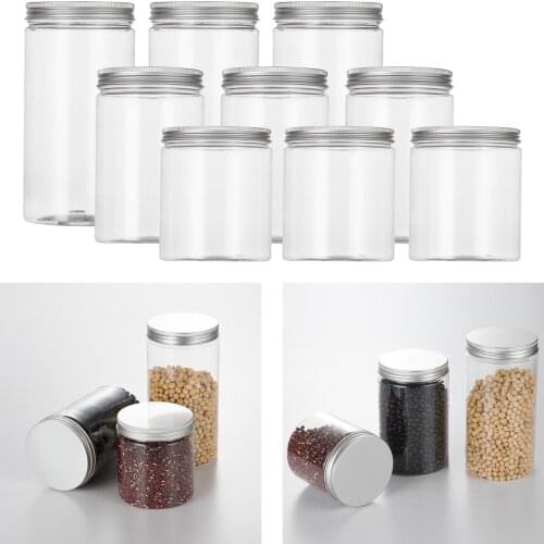 3 Packs Clear Empty Plastic Jars with Aluminium Screw Lids Containers Pots, BPA Free Airtight Leak Proof Canisters, Food Grade