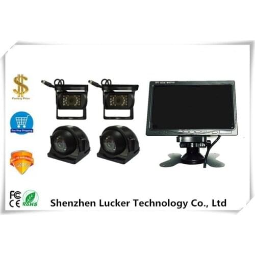 Vehicle CCTV System 7Inch Monitor 4 Split Quad LCD with Four IP67 Rear View Reversing Camera DC12-24V car bus truck