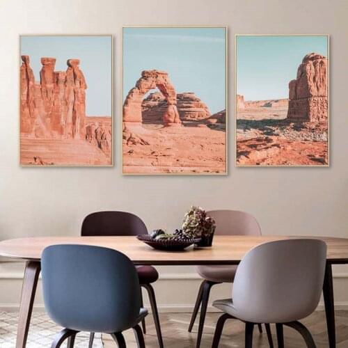 Scandinavian Wall Art Canvas Poster Desert Rock Stone Landscape Print Painting Cuadro Noridc Wall Pictures for Living Room Decor