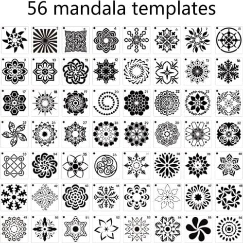 CPDD 56 Pack Mandala Dot Painting Templates Stencils, Small Mandala Template Stencils for DIY Art Project Rock Painting, on and