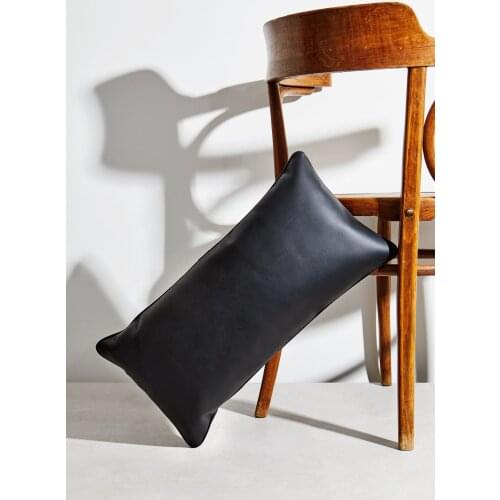 Unique Handmade Black Coloured Decorative % 100 Genuine Leather Rectangle Cushion %100 leather for interior decoration use
