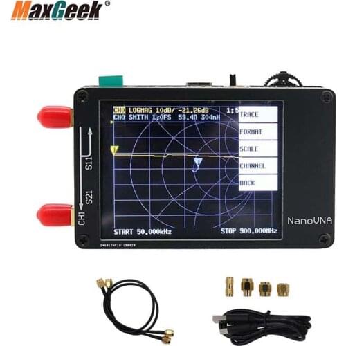MAxgeek NanoVNA VNA 2.8 inch LCD HF VHF UHF UV Vector Network Analyzer 50KHz - 900MHz Antenna Analyzer Built-in battery