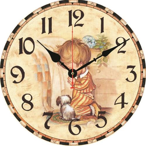 Vintage On The Garden Butterfly Wall Clock,Retro Style Inspired Beauty Girl Work Battery-Power with Quartz Movement Round clock