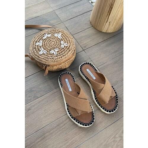 Cross Woven Cotton Flat Sole Womens Slippers 2021 lovestahl women Top quality Handmade straw ladies slippers breathable casual