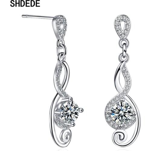 SHDEDE 925 Sterling Silver Jewelry Drop Earrings For Women Wedding Party Gifts Embellished With Crystals From Swarovski -X917