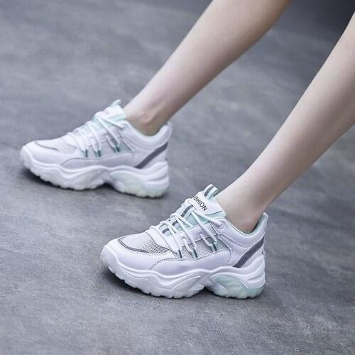 Womens Shoes 2021 Summer Fashion Mesh Platform Sneakers Women Breathable Lace Up Casual Shoes Women Comfort Flats Shoes