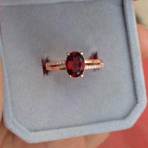 Natural red garnet stone Ring Natural gemstone Ring S925 sterling silver trendy Elegant Two arms round women gift Jewelry