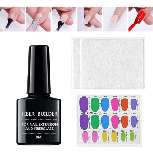 1 Set Nail Extension Repair Fiber Fiberglass Gel with Fiberglass Silks Non-woven Fiberglass Nail Art DIY Handle French Manicure