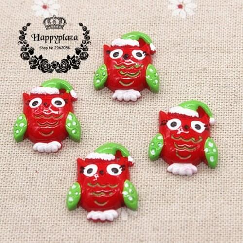 10pcs Resin Halloween Red Owl Flatback Cabochon Miniature Art Supply Decoration Charm Craft DIY,22*27m