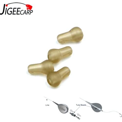 JIGEECARP 20pcs 10mm Carp Fishing Terminal Tackle Soft Fishing Rubber Tulip Bead Run Rig Buffer Beads Helicoper Rig Accessory