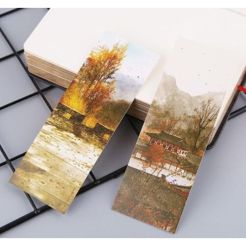 30pcs Creative Chinese Style Paper Bookmarks Painting Cards Retro Beautiful Boxed Bookmark Commemorative Gifts XXUC