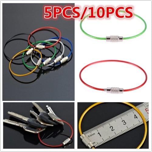 5pcs/10pcs Stainless Steel Key Chain Rings Wire Keychain Cable Rope Key Holder Keyring Tag Rope Tool Parts