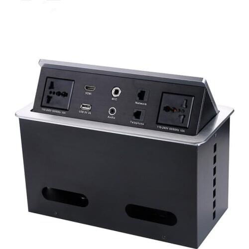 Audiovisual Hidden Desktop Multimedia Hydraulic Pneumatic socket box Schuko power with Bottom interface Plate direct connect