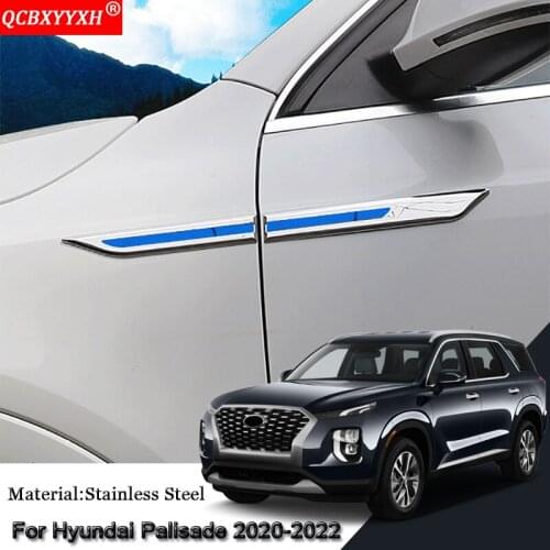 Car Styling Car Side Leaf Plate Decoration Sequins Leaf Board Side Label Stickers Accessories Fit For Hyundai Palisade 2020-2022