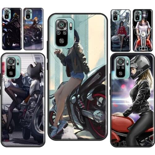 Motorcycle girl Anime Case For Xiaomi Redmi Note 10 Pro Note 7 8 9 Pro 8T 9S Cover For Redmi 9 9C 9A 9T K40