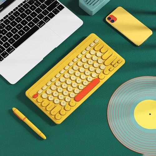 Hot Seller Colorful Wireless Round Keycaps Mute Cute Suitable Keyboard Mouse Combos For Girl Use 78 KEY Mini Noiseless of