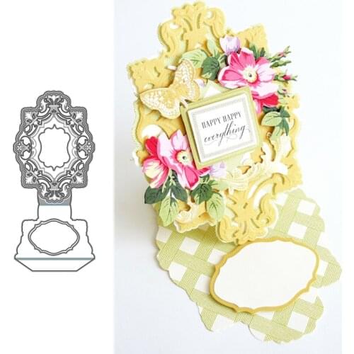 Flower Greeting Card Holder Metal Cutting Dies Shape for Scrapbooking Craft Die Cut Stencil Card Make Mould Sheet Decor Template