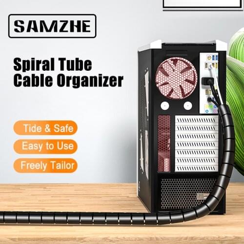 SAMZHE Cable Holder Organizer 1.5m Length Flexible Spiral Tube Cable Organizer Wire Management Cord Protector Cable Winder