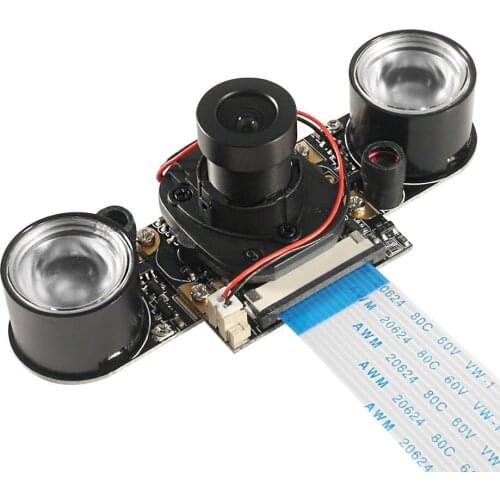 For Raspberry Pi 3 4 Camera Module With Automatic IR-Cut Night Vision 5MP 72 Degree Big lens Focal Adjustabl Camera With Two LED