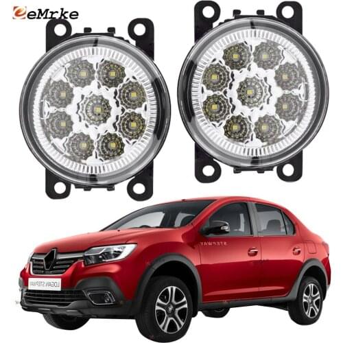 EEMRKE 2-PCS Car-Styling for Renault Logan Stepway CIS-spec 2018 2019 2020 9-Pieces Led Fog Lights H11 12V Fog Head Lamp