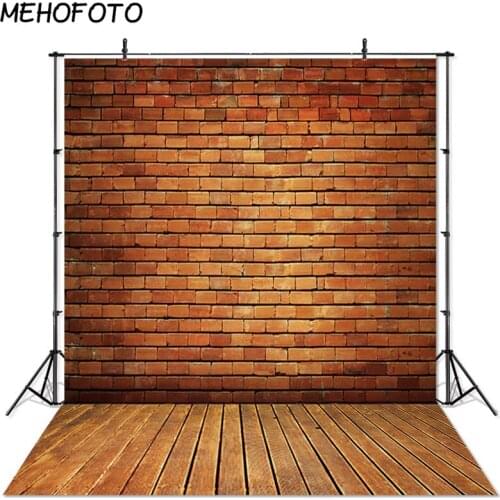 MEHOFOTO Photography Backdrop Brown Brick Wall Portrait Head Shots Backdrops for Photobooth Studio Retro Wood Board Background
