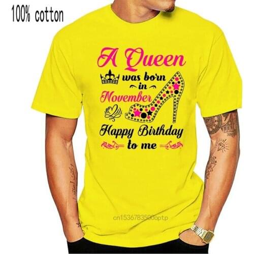 Men t-shirt A Queen Was Born In November Birthday Gift For Women Girl T Shirt tshirt Women t shirt