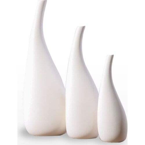 Nordic Minimalist Style Water Drop Ceramic Vase Decoration White Bisque Dried Flower Arrangement Creative Decoration