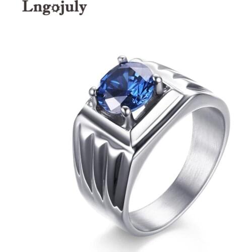 Hot Sale Titanium Steel Fashion Cubic Zirconia Rings For Men Engagement Wedding Party Ring Gothic Accessoeries Jewelry Gifts