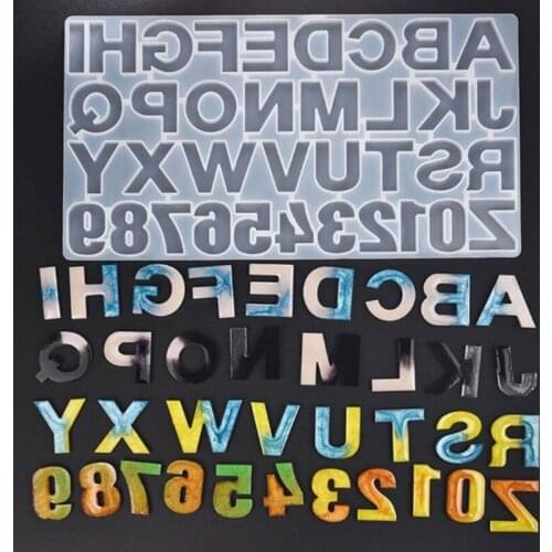 Crystal Epoxy Resin Mold Alphabet Letter Number Pendants Casting Silicone Mould F3MD