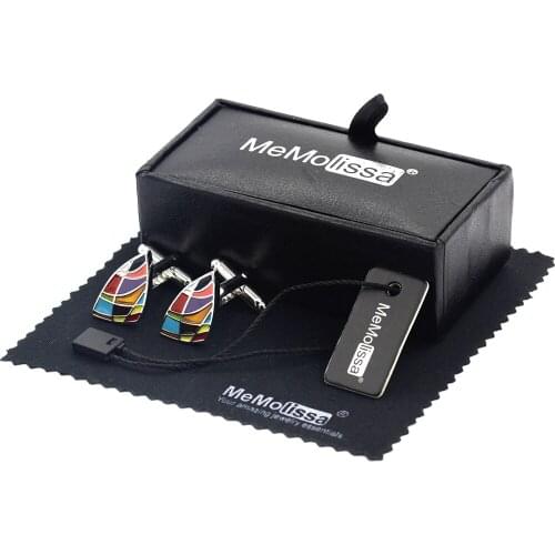 MeMolissa Display Box Classic Sails Cufflinks Top Quality Multicolor Enamel Cuff link Christmas Gifts Free Tag & Wipe Cloth