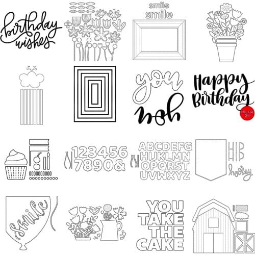 Metal Cutting Dies Birthday Wishes Stitched Garden Framed Numbers For DIY Scrapbooking Embossing Album Paper Cards Dies 2021New