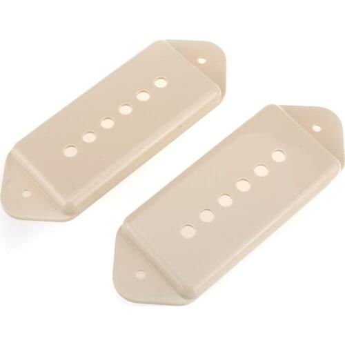 Musiclily Pro 49.2mm P90 Dog Ear Short/Low Neck Position Pickup Covers for USA Gibson/Vintage Style Epiphone, Cream (Set of 2)