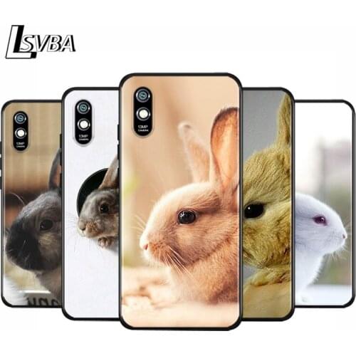 Anti-Fall Soft Black Cover Cute Lovely Rabbit For Xiaomi Redmi 10X 5G 9C 9A 9 K20 8A 8 7A 7 S2 6A 6 Matte Phone Case