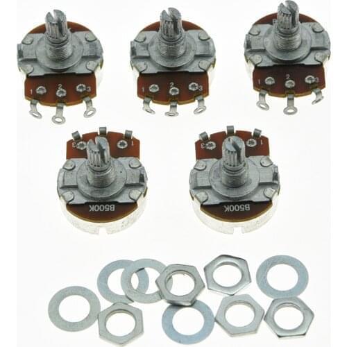 KAISH Pack of 5 B500K Guitar Linear Pots 24mm Base Short Split Shaft Potentiometers