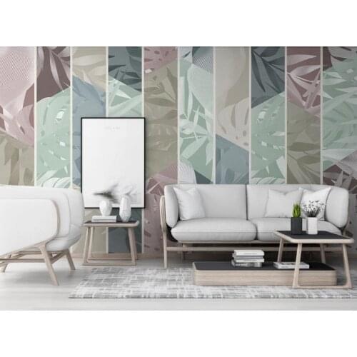 Mural Custom Wallpaper 3d Murals Nordic Tropical Plant leaves Geometric Pattern Wall paper Home Decor Mural living room