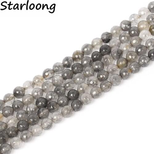 New arrival 4-12mm faceted grey cloudy quartz Natural Stone Beads loose strand 15" For Making Jewelry Diy bracelets necklaces
