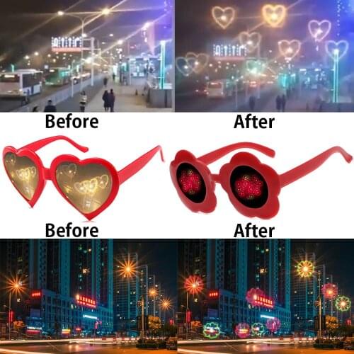 Heart Shaped Love Effects Glasses Watch The Lights Change Heart Diffraction Glasses At Night Love Lights Unisex New Gifts