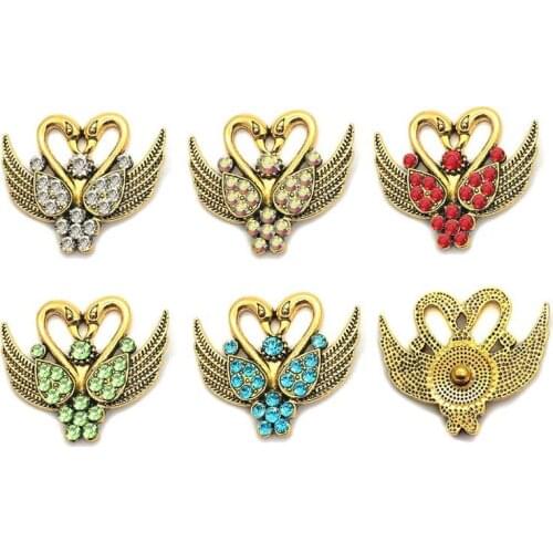 Wholesale w220 3D 18mm 40mm rhinestone metal snap button for Bracelet Necklace Interchangeable Jewelry Women accessorie