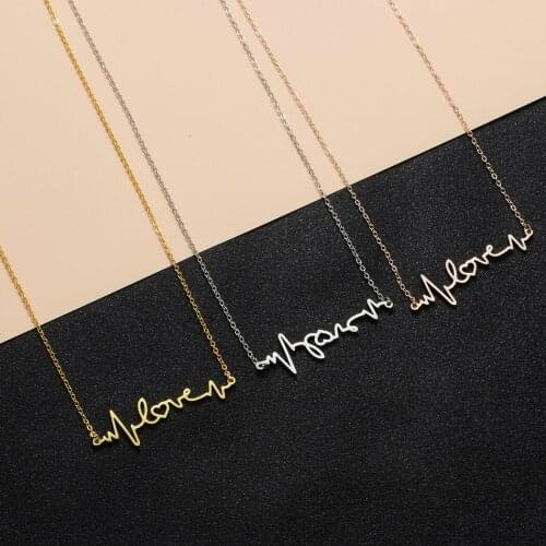 Fashion Heart Rate ECG Pendant Necklace Clavicle Chain Three Color Stainless Steel Necklace Doctor Nurse Graduation Jewelry Gift