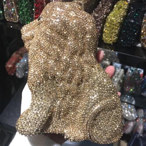 Luxury Gold Metal Ladies Evening Clutch Bag Fashion Women’s Diamond Rhinestone Cellphone Bag Party Nightclub Purse Clutches