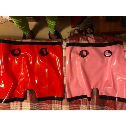 Sexy Transparent Latex Rubber Man Hole Shorts Panties Customized Underwear