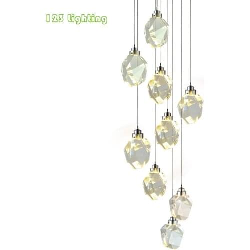 Nordic Crystal Hotel Hall LED Pendant lamp Foyer Restaurant Pendant lights Bedroom Hanging Light Fixtures Atmosphere Loft Deco