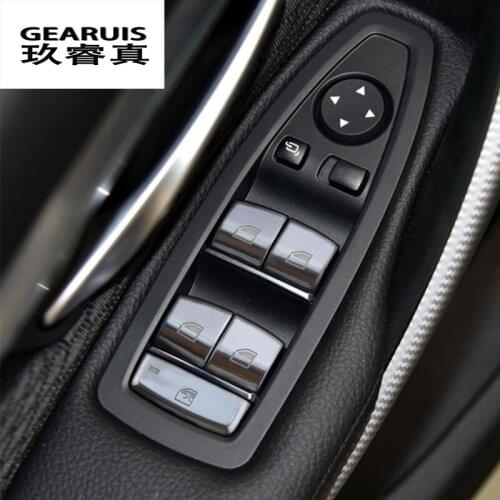 Car Styling Window glass lift switch button Cover stickers Trim For BMW F30 F34 F32 3 4 series GT Door Armrest panel Accessories