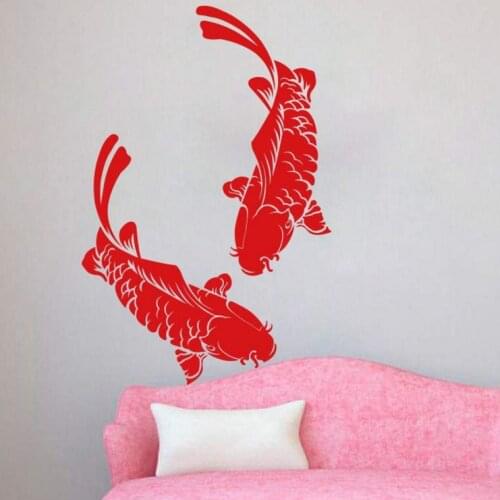 Good Luck Fishing Vinyl Wall Poster Living Room Bedroom Decoraiton Gold Fishes Wall Sticker Bathroom Room Art AY1969