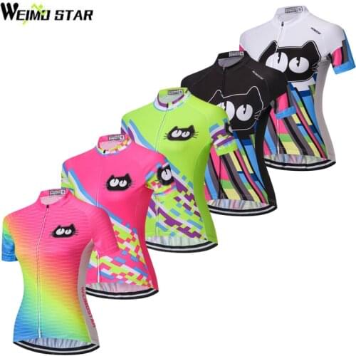 WEIMOSTAR Ropa Womens Cycling Jersey Short Sleeve Ropa Ciclismo Bike Jersey Fluorescent Bicycle Clothing Summer Breathable Top