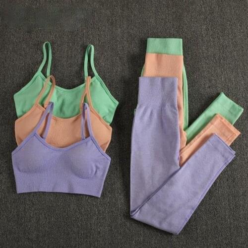 Women Fitness Yoga Sets High Waist Solid Seamless Sports Tracksuit Women Sportswear Yoga Bra Leggings Workout Clothes For Women