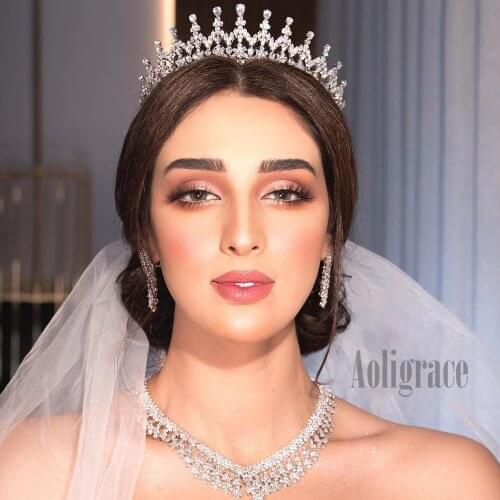 CZ Zircon Princess Wedding Crowns and Tiaras for Women Cubic Zirconia Bridal Quinceanera Birthday Headpiece Hair Accessories