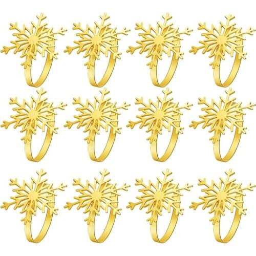 LUDA 12Pcs Christmas Snowflake Napkin Rings Napkin Holder For Christmas Dinners Parties, Everyday Table Decoration Accessory